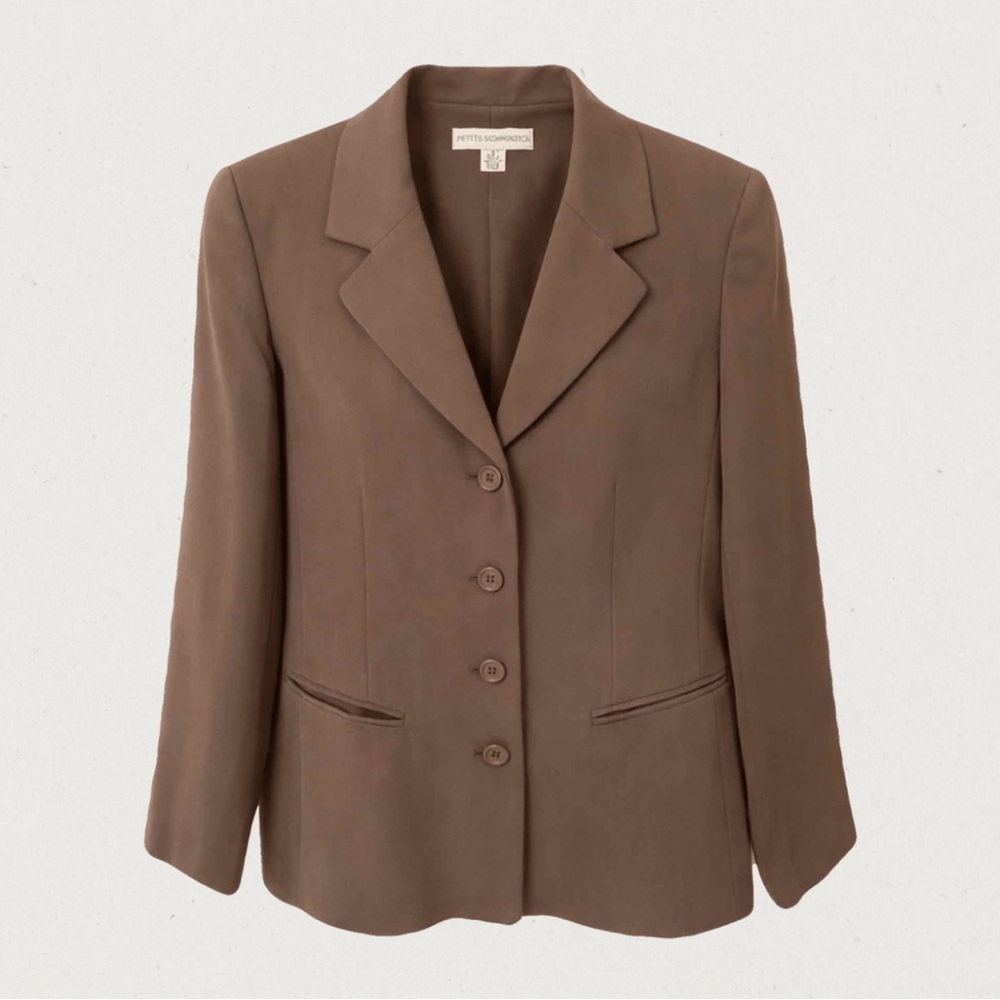 Vintage Petite Sophisticate Taupe Structured Blazer - Size 6P - Vintage Classic